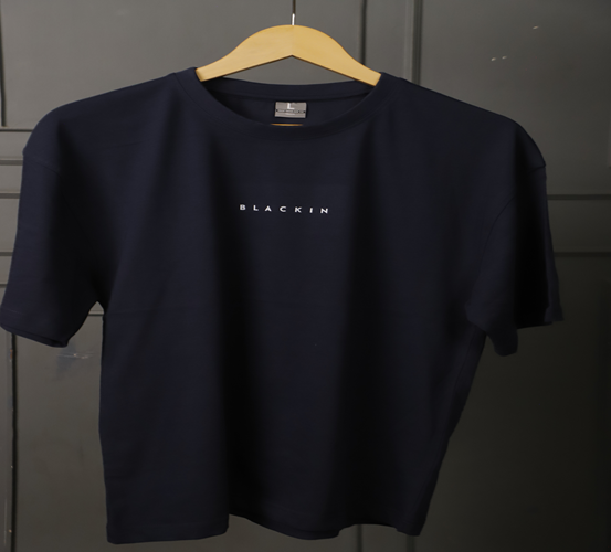 Solid Drop Shoulder Navy T-shirt
