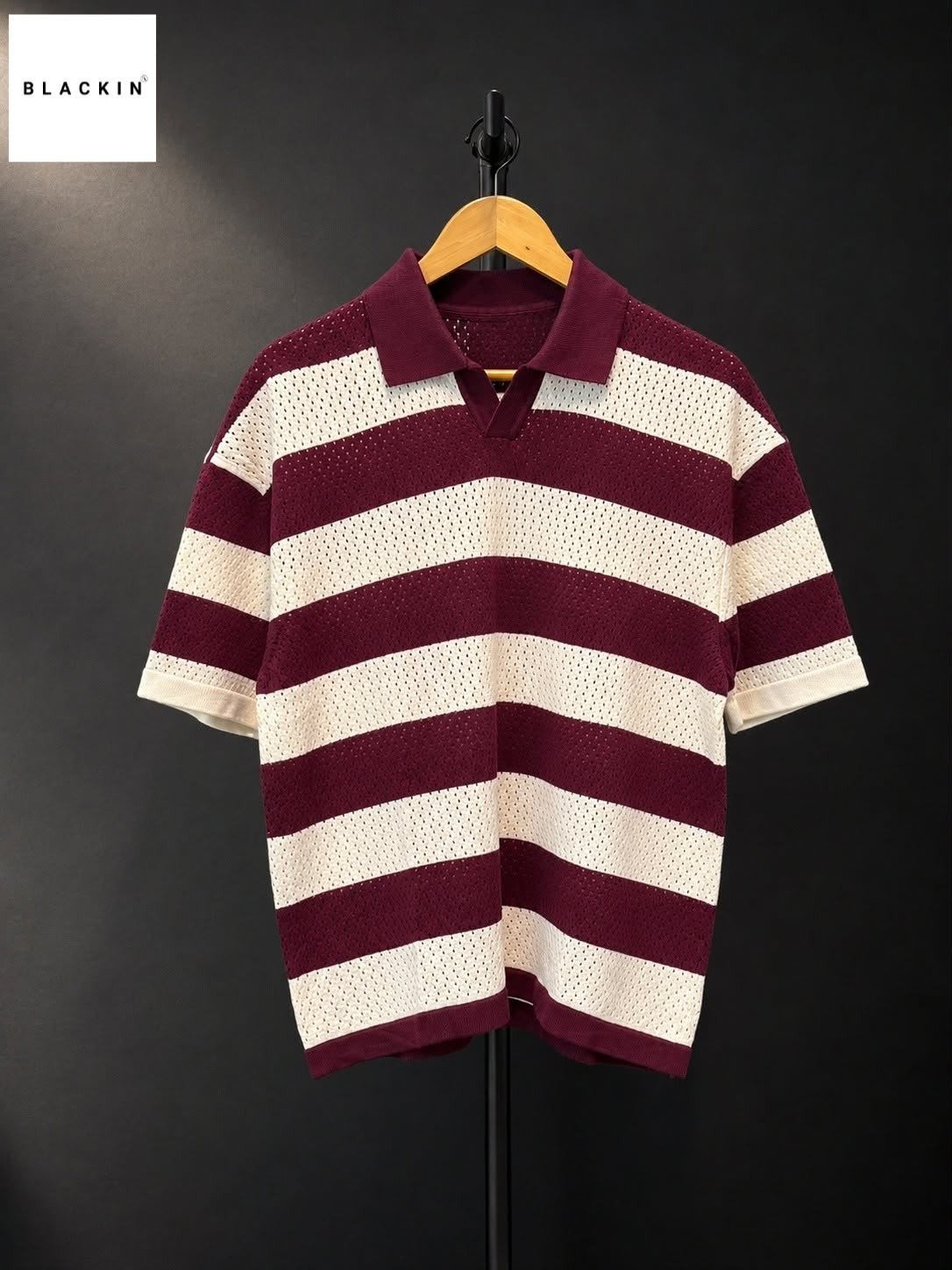 Horizontal Stripe Knit Polo