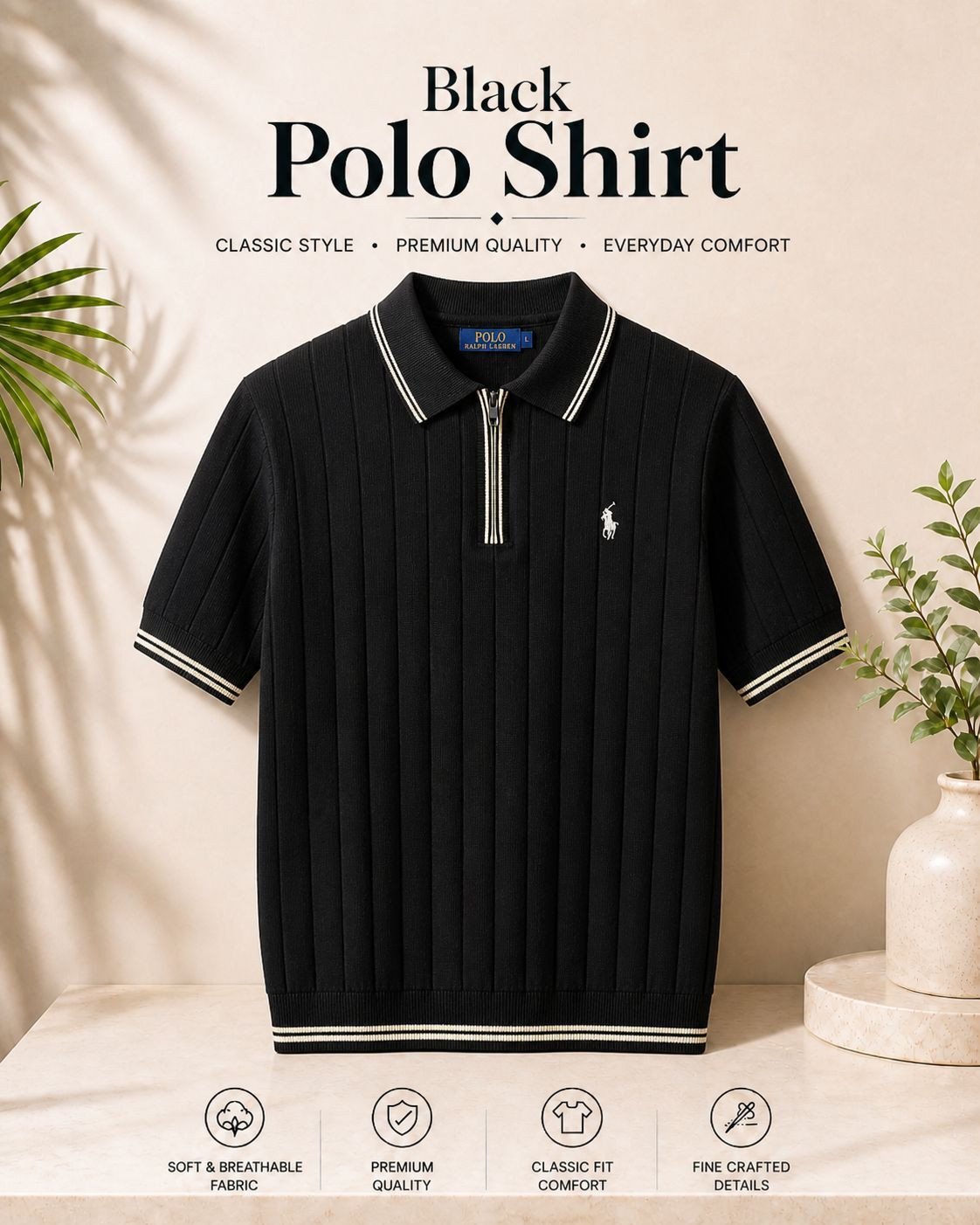 Premium Polo Shirt  in  Black