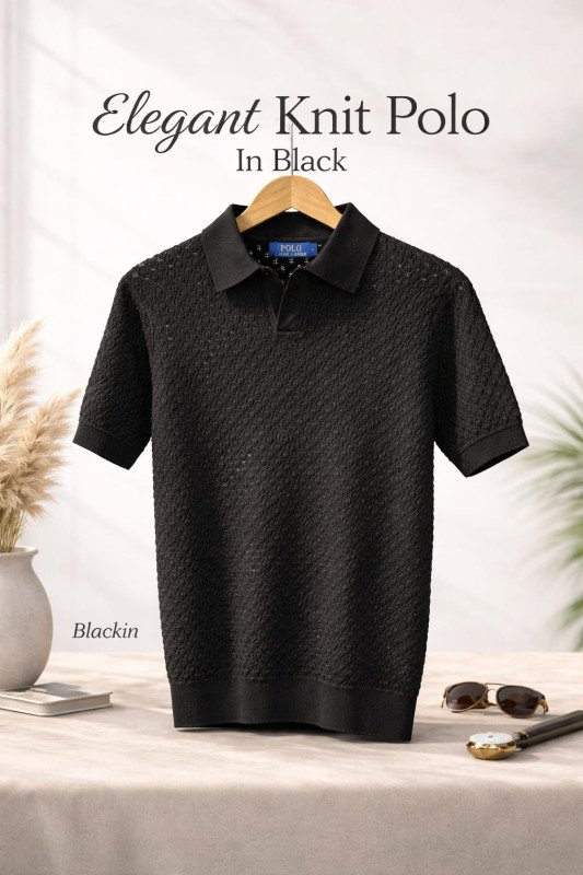 Knit Polo Shirt In Black