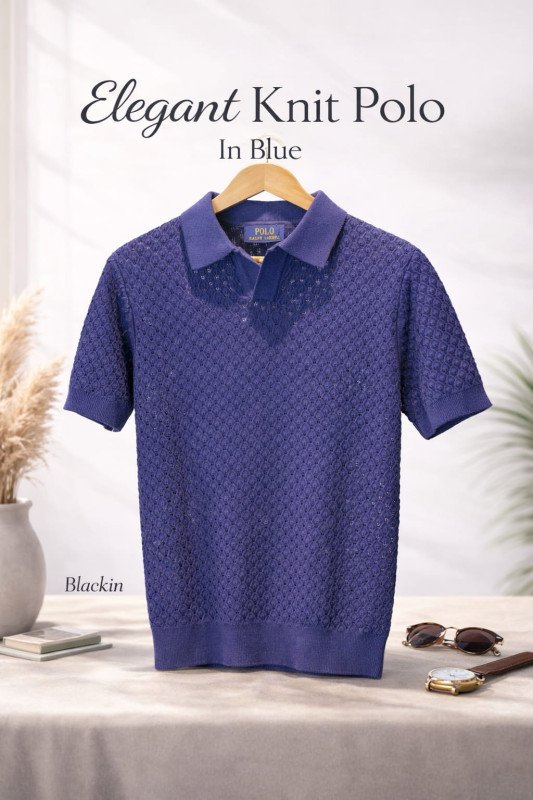 Knit Polo Shirt In Blue
