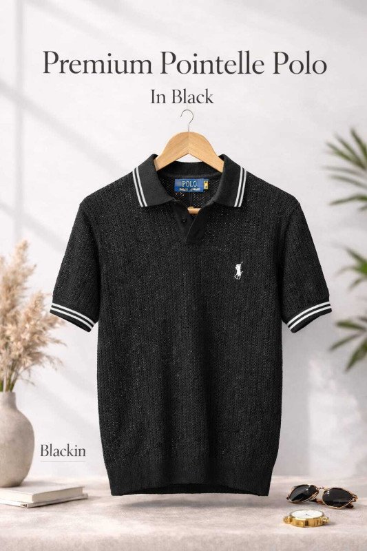 Pointelle Polo In Black
