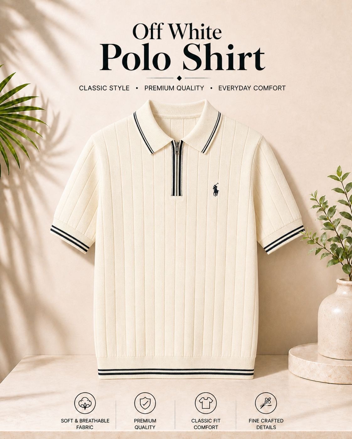 Premium Polo Shirt  in Off white