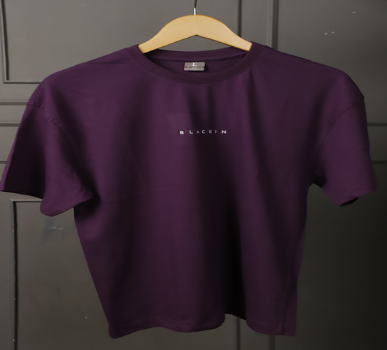 Solid Drop Shoulder Purple T-shirt