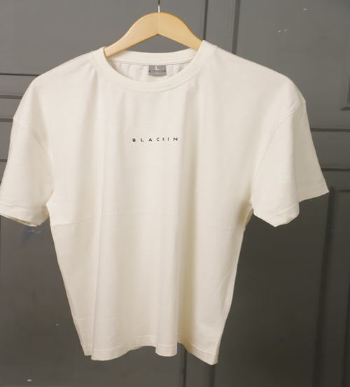 Solid Drop Shoulder White T-shirt