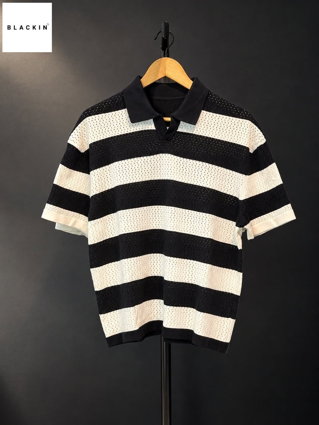 Horizontal Stripe Knit Polo